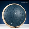 HOPWELL Steel Tongue Drum – 13 Inches 15 Notes Tongue Drum – Hand Pan Drum with Music Book, Handpan Drums Mallets and Carry Bag, D Major (Malachite Green)(Navy Blue)