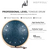 HOPWELL Steel Tongue Drum – 13 Inches 15 Notes Tongue Drum – Hand Pan Drum with Music Book, Handpan Drums Mallets and Carry Bag, D Major (Malachite Green)(Navy Blue)