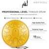 HOPWELL Steel Tongue Drum – 13 Inches 15 Notes Tongue Drum – Hand Pan Drum with Music Book, Handpan Drums Mallets and Carry Bag, D Major (Malachite Green)(Yellow)