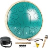 HOPWELL Steel Tongue Drum – 13 Inches 15 Notes Tongue Drum – Hand Pan Drum with Music Book, Handpan Drums Mallets and Carry Bag, D Major (Malachite Green)(Malachite Green)