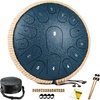 HOPWELL Steel Tongue Drum – 13 Inches 15 Notes Tongue Drum – Hand Pan Drum with Music Book, Handpan Drums Mallets and Carry Bag, D Major (Malachite Green)(Navy Blue)