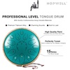 HOPWELL Steel Tongue Drum – 15 Note 12 Inch Tongue Drums – Percussion Instruments – Hand Pan Drum with Music Book, Drum Mallets and Carry Bag, D Major, Malachite Green(Malachite Green)
