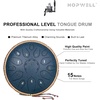 HOPWELL Steel Tongue Drum – 15 Note 12 Inch Tongue Drums – Percussion Instruments – Hand Pan Drum with Music Book, Drum Mallets and Carry Bag, D Major, Malachite Green(Navy Blue)