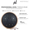 HOPWELL Steel Tongue Drum – 15 Note 12 Inch Tongue Drums – Percussion Instruments – Hand Pan Drum with Music Book, Drum Mallets and Carry Bag, D Major, Malachite Green(Black)