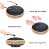 HOPWELL Steel Tongue Drum – 15 Note 12 Inch Tongue Drums – Percussion Instruments – Hand Pan Drum with Music Book, Drum Mallets and Carry Bag, D Major, Malachite Green(Black)
