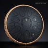 HOPWELL Steel Tongue Drum – 15 Note 12 Inch Tongue Drums – Percussion Instruments – Hand Pan Drum with Music Book, Drum Mallets and Carry Bag, D Major, Malachite Green(Black)