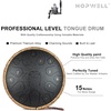 Steel Tongue Drum – HOPWELL 15 Note 14 Inch Tongue Drum – Hand Pan Drums with Music Book, Steel Handpan Drum Mallets and Carry Bag, D Major (Black)(Black)