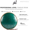 Steel Tongue Drum – HOPWELL 15 Note 14 Inch Tongue Drum – Hand Pan Drums with Music Book, Steel Handpan Drum Mallets and Carry Bag, D Major (Black)(Green)