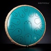 Steel Tongue Drum – HOPWELL 15 Note 14 Inch Tongue Drum – Hand Pan Drums with Music Book, Steel Handpan Drum Mallets and Carry Bag, D Major (Black)(Malachite Green)
