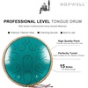 Steel Tongue Drum – HOPWELL 15 Note 14 Inch Tongue Drum – Hand Pan Drums with Music Book, Steel Handpan Drum Mallets and Carry Bag, D Major (Black)(Malachite Green)