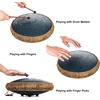 Steel Tongue Drum – HOPWELL 15 Note 14 Inch Tongue Drum – Hand Pan Drums with Music Book, Steel Handpan Drum Mallets and Carry Bag, D Major (Black)(Navy Blue)