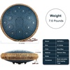 Steel Tongue Drum – HOPWELL 15 Note 14 Inch Tongue Drum – Hand Pan Drums with Music Book, Steel Handpan Drum Mallets and Carry Bag, D Major (Black)(Navy Blue)