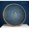 Steel Tongue Drum – HOPWELL 15 Note 14 Inch Tongue Drum – Hand Pan Drums with Music Book, Steel Handpan Drum Mallets and Carry Bag, D Major (Black)(Navy Blue)